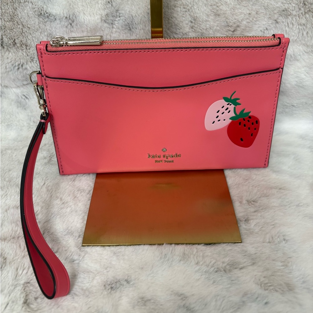 Kate Spade ♠️ Strawberry Picnic in the Park Double Zip Wallet Wristlet Limited
